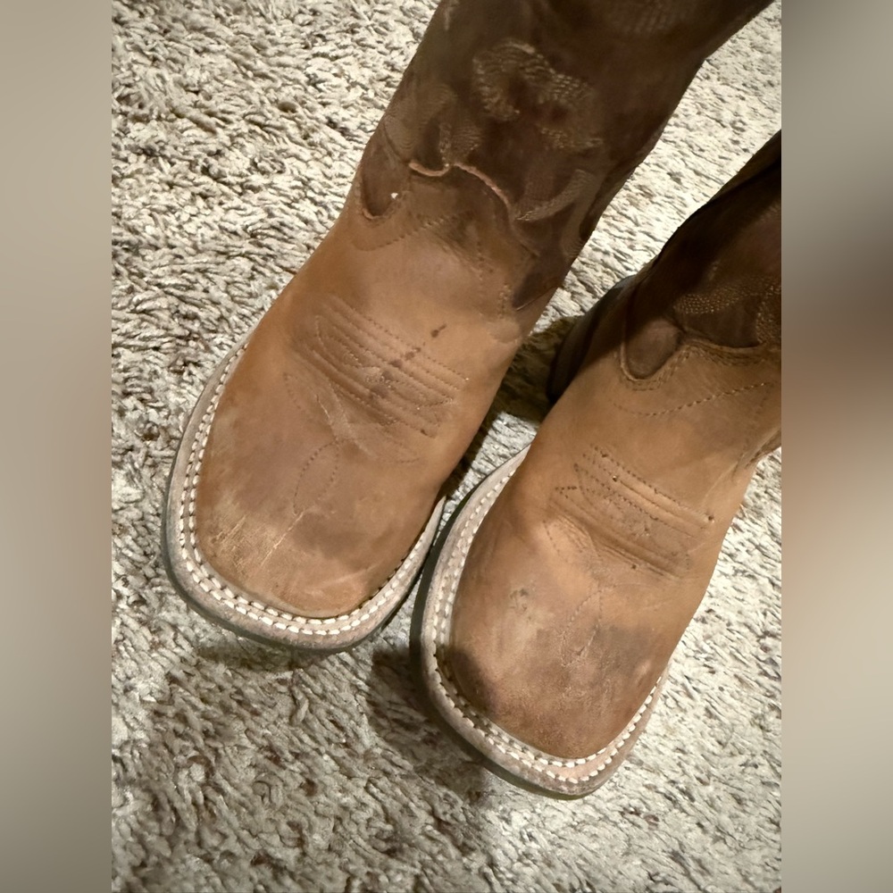 Old West Brown Kids Cowboy Boots - Picture 2 of 7